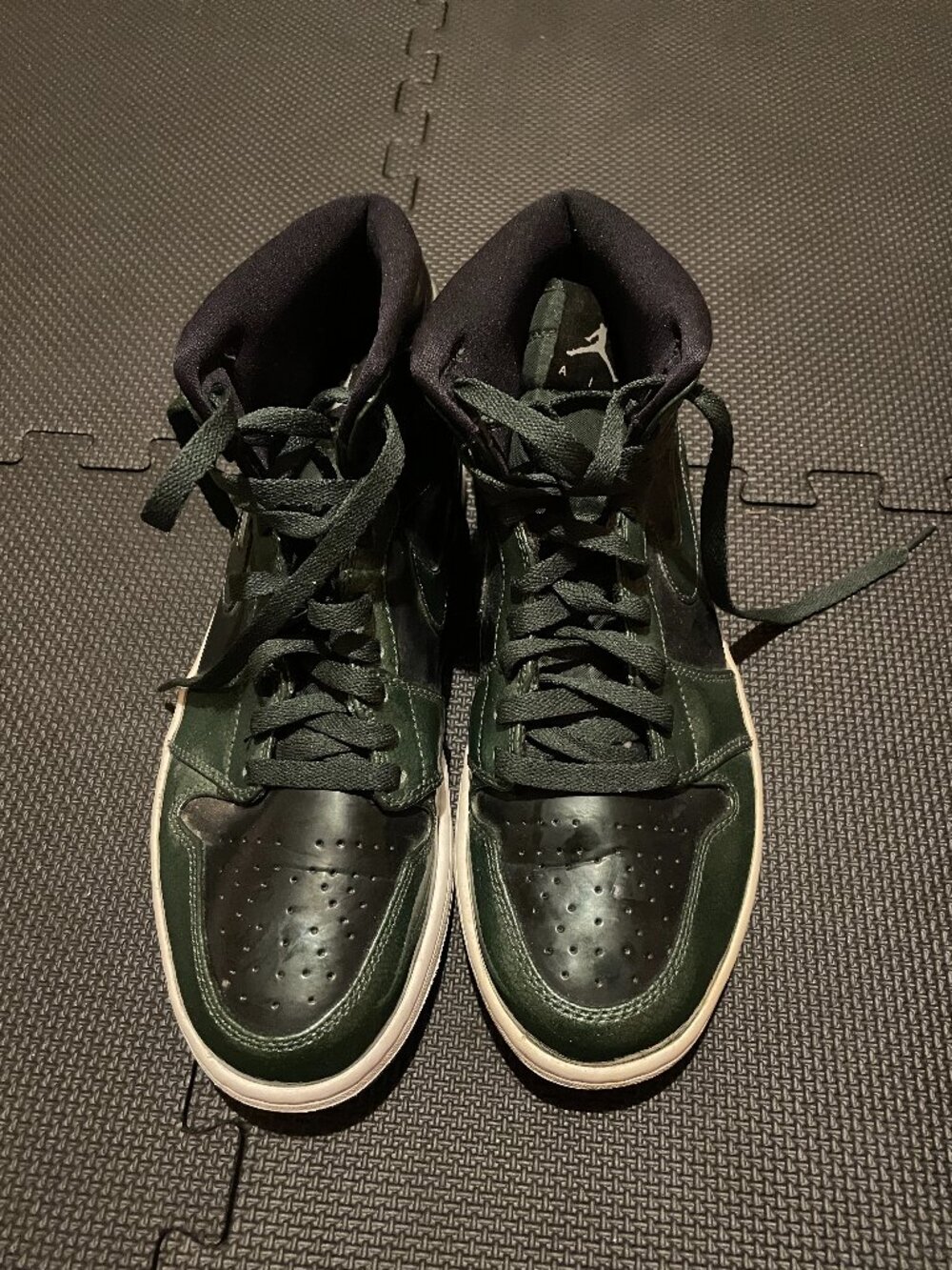 Air Jordan 1 High Black & Dark Green Men's Sneakers